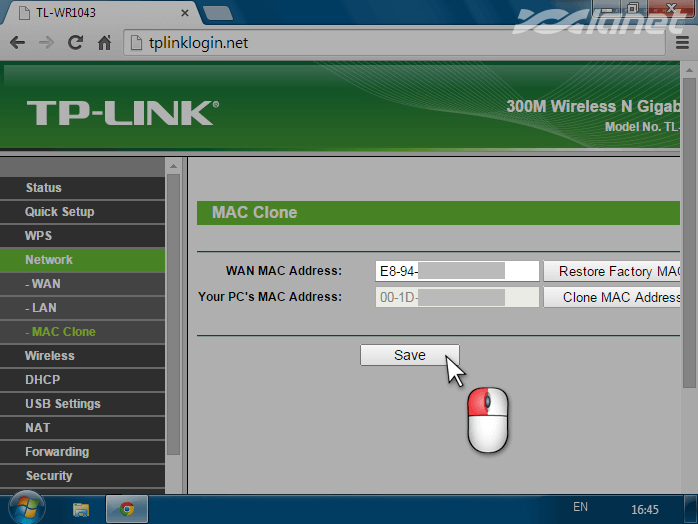 налаштовуємо WAN MAC Address та Your PC’s MAC Address