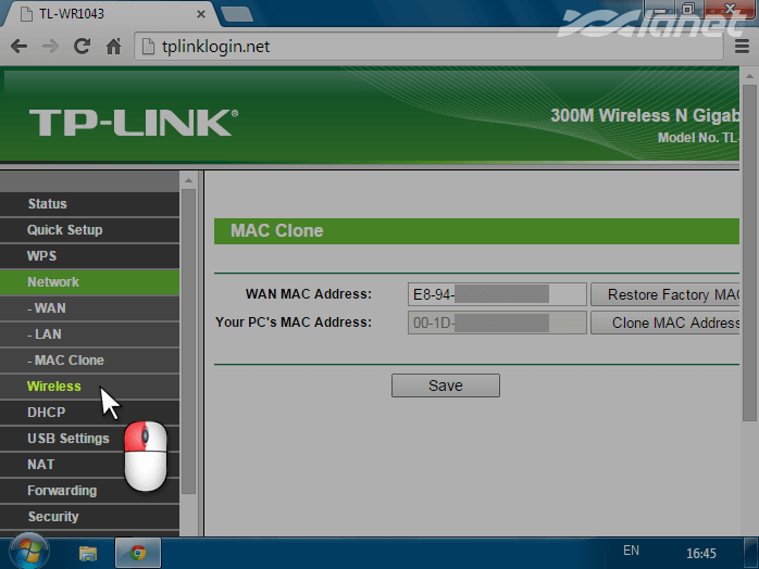 меню Wireless - Wireless Settings