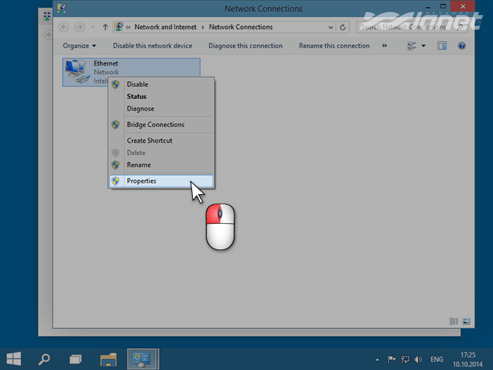вибираємо Властивості правою кнопкою миші на підключення
