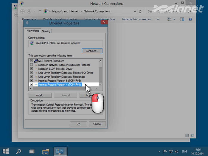 вибираємо Протокол Інтернету версії 4 (TCP/IPv4)