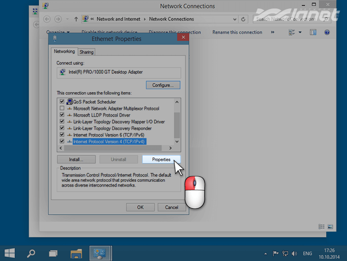 натискаємо Властивості для Протоколу Інтернету версії 4